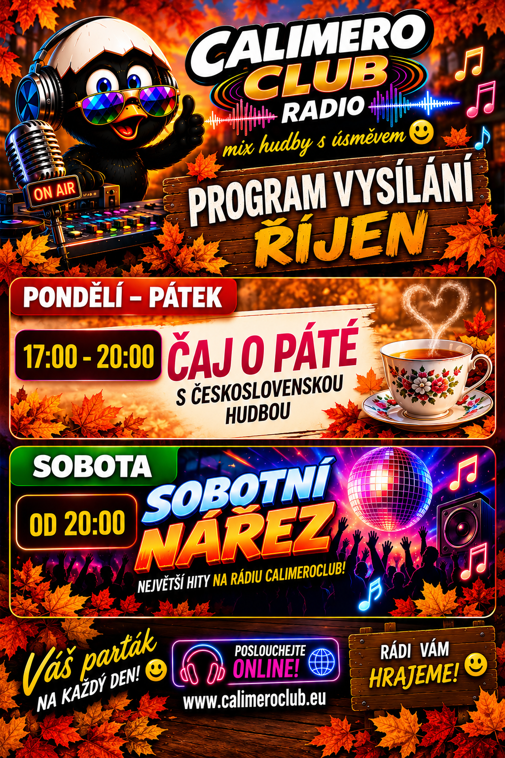Říjnový program rádia Calimero Club